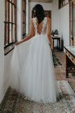 Hot Sale V Neck Lace Open Back Beautiful Wedding Dresses