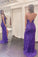 Purple Mermaid Sequins Split Evening Party Dresses Long Prom Dresses