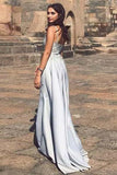 Mermaid Gray Spaghetti Straps Sweetheart Satin Detachable Prom Dresses with Appliques JS368
