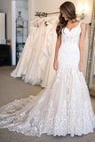 Mermaid Lace Applique Sweetheart Ivory Wedding Dresses Long Wedding Dresses JS945