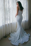 Mermaid Spaghetti Straps Ivory Sweetheart Wedding Dress Lace Bridal Gowns W1002