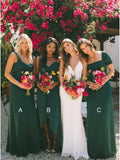 New Style Sheath Sweetheart Chiffon Dark Green Bridesmaid Dresses Wedding Party Dress JS986