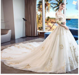 Off the Shoulder Ball Gown Sweetheart Wedding Dress Long Appliques Bridal Dress JS619