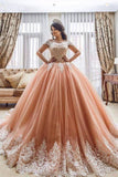 Off the Shoulder Ball Gowns Prom Dresses Lace Appliques Tulle Pink Quinceanera Dresses JS550
