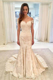 Off the Shoulder Lace Mermaid Sweetheart Wedding Dresses with Train Wedding Gowns JS380