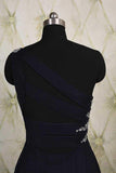 One Shoulder Ombre Black and Blue Ruffles Prom Dresses Simple Cheap Party Dresses JS692
