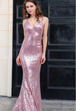 Backless Sequin Mermaid Long Custom Criss Cross Sleeveless Prom Dresses JS941