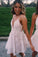 Mini Pink A Line Spaghetti Strap Short Prom Dresses Homecoming Party Dress JS753