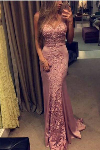 Elegant satins lace sweetheart slim long prom dresses evening dress for prom