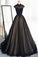 Black tulle cap sleeves floor-length long prom dresses luxury dresses JS875