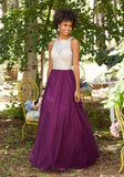 Purple Chiffon Round Neck Sequins Long Sleeveless Floor-Length Prom Dresses JS815