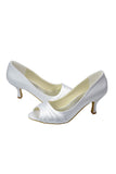 Beautiful White Peep Toe High Heel Handmade Comfy Wedding Shoes JS0002