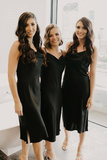 Classic Elegant Wedding Party Dresses Black Cheap Bridesmaids Dresses