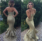 long gold sequin sparkle mermaid charming sweetheart prom dress 141509