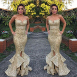 long gold sequin sparkle mermaid charming sweetheart prom dress 141509