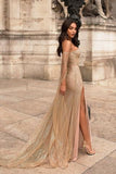 Off the Shoulder Sparkle Long Sleeves Prom Dresses Sequins Mermaid Evening Dress JS480