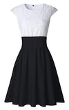 Simple A Line Lace White and Black Homecoming Dresses with Satin Above Knee Cocktail Dress H1078