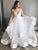Simple Spaghetti Straps V Neck Wedding Dress Tulle Ruffles Backless Bridal Gowns