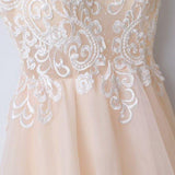 Spaghetti Straps V Neck Tulle With Appliques Prom Dresses Long Cheap Formal Dress JS507