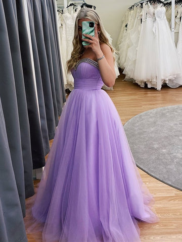 Elegant A Line Long Prom Dress Tulle Sweetheart Party Dresses