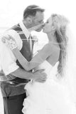 Sweetheart Ivory Ruffled High Low Organza Corset Bridal Gowns Long Wedding Dresses JS944