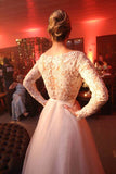 Unique Bateau Lace and Tulle Wedding Dresses Long Sleeves Bridal Dresses JS656