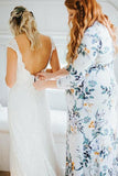 Unique V Neck Backless Lace Appliques Sweetheart Wedding Dress With Appliques JS995