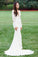 Vintage Long Sleeve Deep V Neck Mermaid Lace Wedding Dress Ivory Backless Bridal Dress W1067