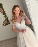A Line Chic Off The Shoulder Bridal Gonws Appliques Lace Wedding Dresses