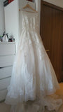 Sheer Castle Ivory Ball Illusion Back Appliques Lace Chapel Train Wedding Dress JS198