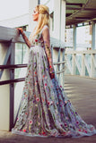 Flower Prom Dresses Long Sleeves Generous Embroidery Tulle