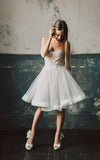 Cute Sweetheart Strapless Short Wedding Dress Summer Modest Tulle Appliques