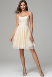 A-line Spaghetti Straps Short Homecoming Dress with Appliques