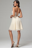 A-line Spaghetti Straps Short Homecoming Dress with Appliques