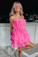 Azalea Strapless A-line Hot Pink Short Homecoming Dress