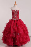 Organza Sweetheart Ball Gown Quinceanera Dresses With Beads