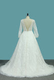 Lace Wedding Dresses A Line Scoop Long Sleeves With Sash Court Train