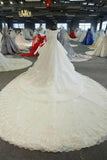 Luxury Wedding Dresses A-Line Long Train Off The Shoulder Tulle