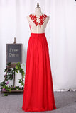 Prom Dresses A Line Scoop Chiffon With Ruffles And Applique