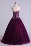 Ball Gown Sweetheart Quinceanera Dresses Beaded Bodice Floor Length Tulle