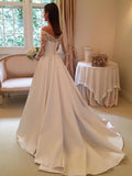 Princess Off the Shoulder Modest Wedding Dresses with Lace Long Sleeves SJS15302