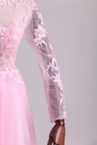 Bateau Homecoming Dresses A Line With Embroidery & Beads Tulle Mini