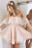 Off The Shoulder A Line Homecoming Dresses Lace Short/Mini