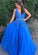 A Line Tulle Prom Dresses with Applique Royal Blue Beading Formal Dresses Fashion School Dance Dresses