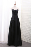 Evening Dresses Sweetheart Satin With Slit A Line Floor Length