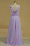 Scoop Prom Dresses A Line Chiffon With Ruffles Floor Length