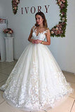 Ball Gown Lace Appliques Tulle Backless Cap Sleeve Wedding Dresses,Bridal Dresses uk PW333