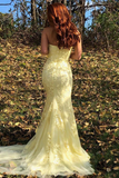 Mermaid Strapless Appliques Prom Dresses With Slit Evening SJSPXH4MGL2