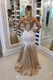 Mermaid Prom Dresses Scoop Tulle With Applique And Pearls