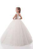 New Arrival Flower Girl Dresses Ball Gown Scoop Tulle With Beads Floor Length